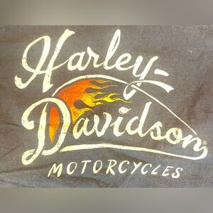 Women's Size M Harley Davidson T-Shirt Top Black Gas Tank Flames Cannonball Terr